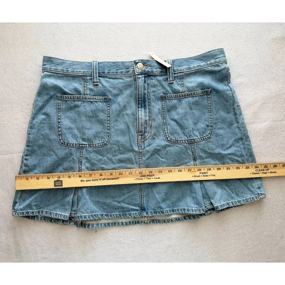 Madewell Pleated Denim Mini Skirt Light Indigo Blue Cotton Size‎ 31 NWT